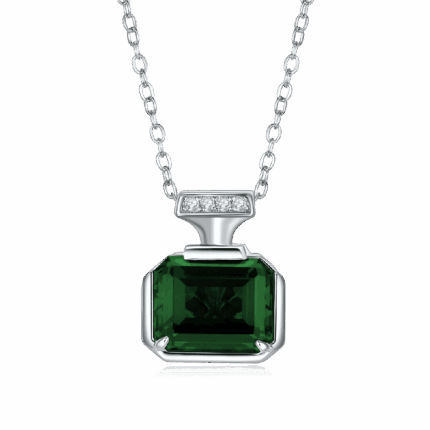 925 Silver Cultured Emerald Necklace ZHF-P1496