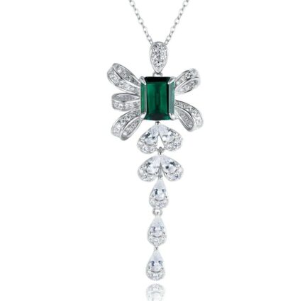 925 Silver Cultured Emerald Necklace ZHF-P1532