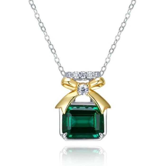 925 Silver Cultured Emerald Necklace ZHF-P1611-1 - Image 1