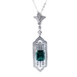 925 Silver Cultured Emerald Necklace ZHF-P1627
