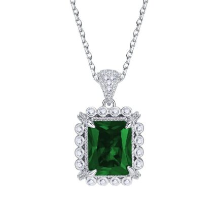 925 Silver Cultured Emerald Necklace ZHF-P1629