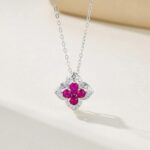 S925 Silver Lab-Created Ruby Necklace - Model ZHF-P1650R - Image 3