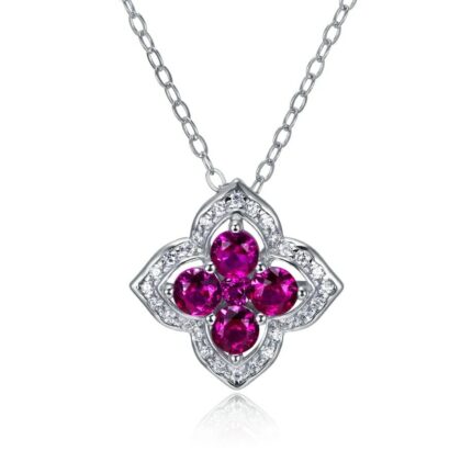 S925 Silver Lab-Created Ruby Necklace - Model ZHF-P1650R