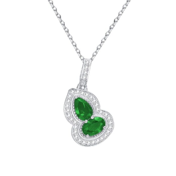 925 Silver Cultured Emerald Necklace ZHF-P1651 - Image 1