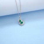 925 Silver Cultured Emerald Necklace ZHF-P1651 - Image 3