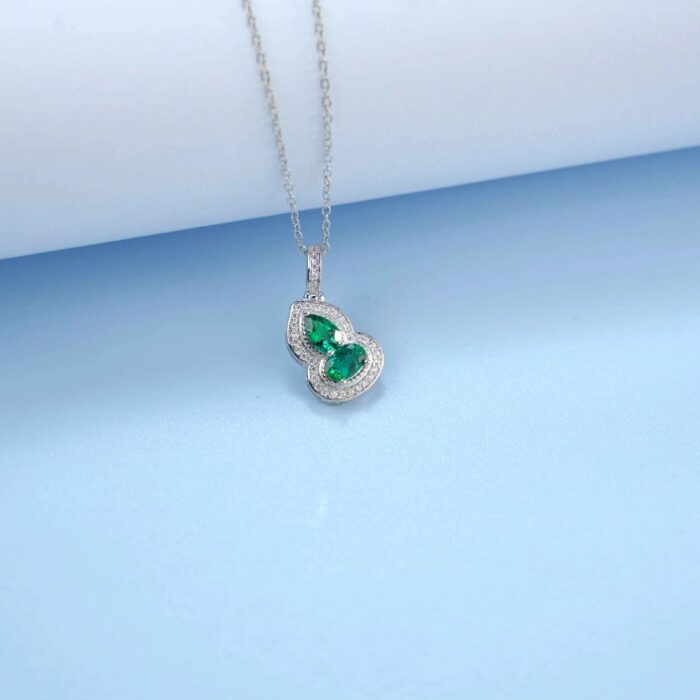 925 Silver Cultured Emerald Necklace ZHF-P1651 - Image 3
