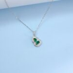 925 Silver Cultured Emerald Necklace ZHF-P1651 - Image 4