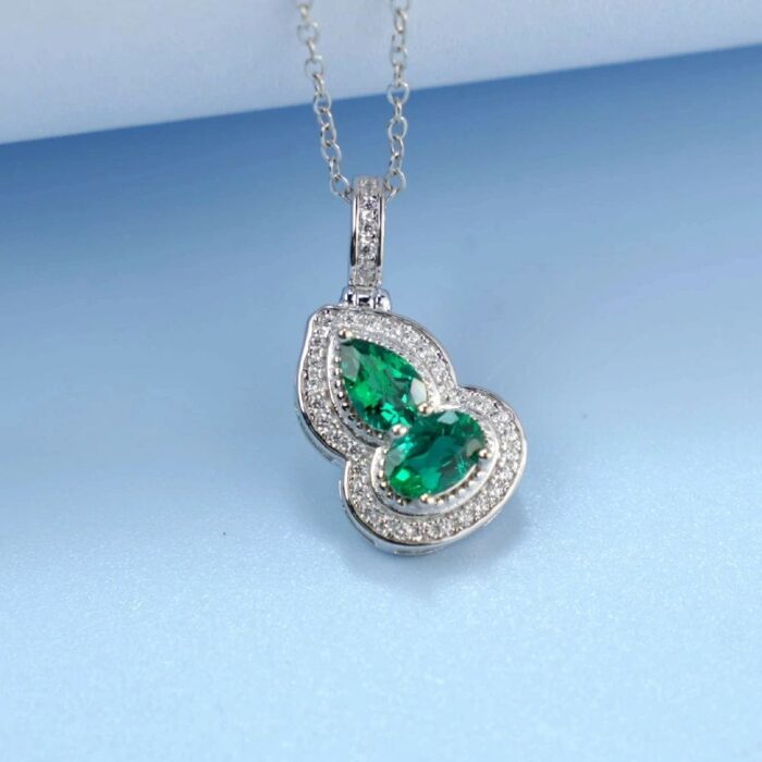 925 Silver Cultured Emerald Necklace ZHF-P1651 - Image 5