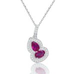 S925 Silver Lab-Created Ruby Necklace - Model ZHF-P1651R