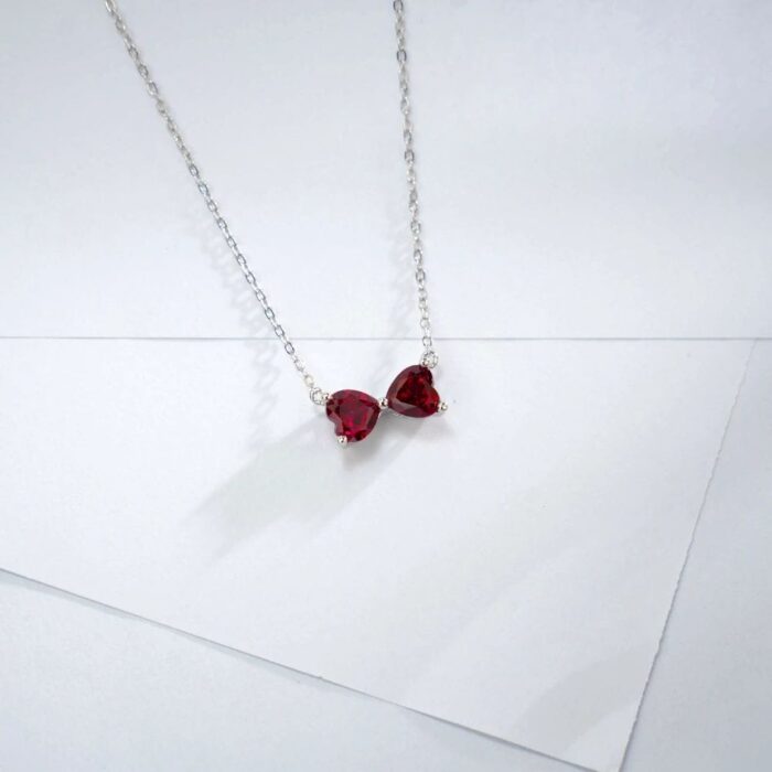 S925 Silver Lab-Created Ruby Necklace - Model ZHF-P1688R - Image 2