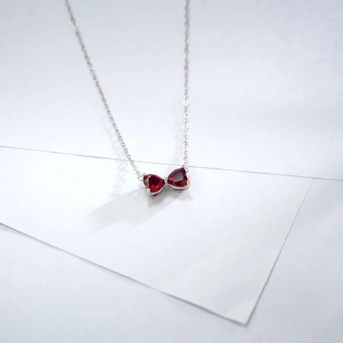S925 Silver Lab-Created Ruby Necklace - Model ZHF-P1688R - Image 3