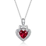S925 Silver Lab-Created Ruby Necklace - Model ZHF-P1690R