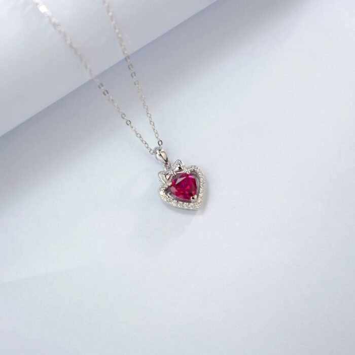 S925 Silver Lab-Created Ruby Necklace - Model ZHF-P1690R - Image 3