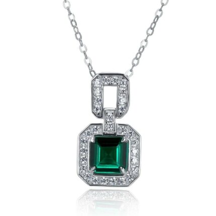 925 Silver Cultured Emerald Necklace ZHF-P5002