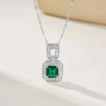 925 Silver Cultured Emerald Necklace ZHF-P5002 - Image 2