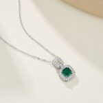 925 Silver Cultured Emerald Necklace ZHF-P5002 - Image 3