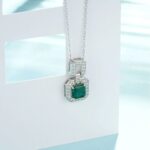925 Silver Cultured Emerald Necklace ZHF-P5002 - Image 5