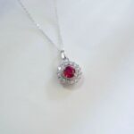 S925 Silver Lab-Created Ruby Necklace - Model ZHF-P5524R - Image 3