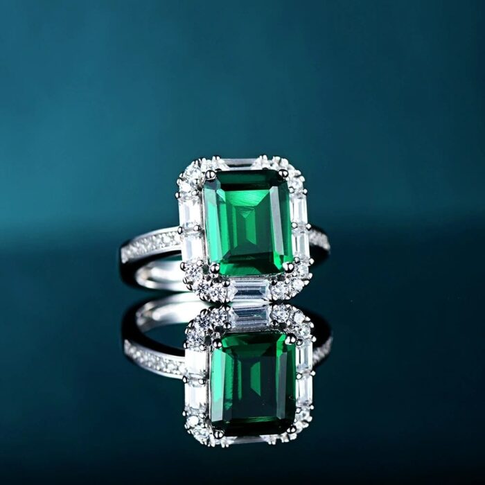 Lab-Created Emerald Ring in 925 Silver - Model ZHFR0012 - Image 2