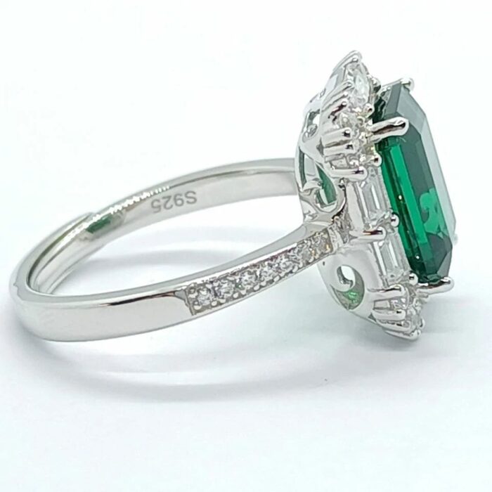 Lab-Created Emerald Ring in 925 Silver - Model ZHFR0012 - Image 5