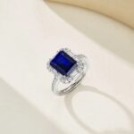 925 Silver Lab-Created Blue Sapphire Women's Ring - Model ZHFR0012B - Image 3