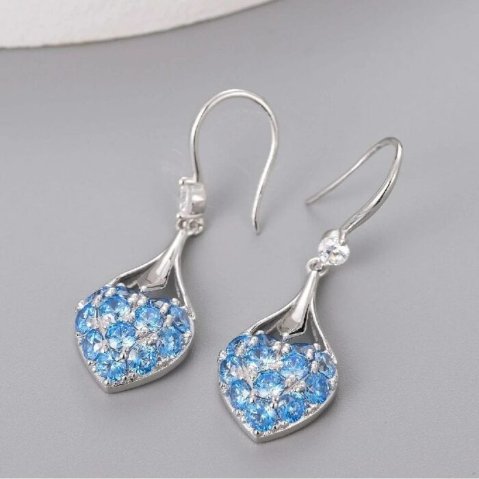 925 Silver Blue Earrings - Model ZHF-R1267 - Image 2