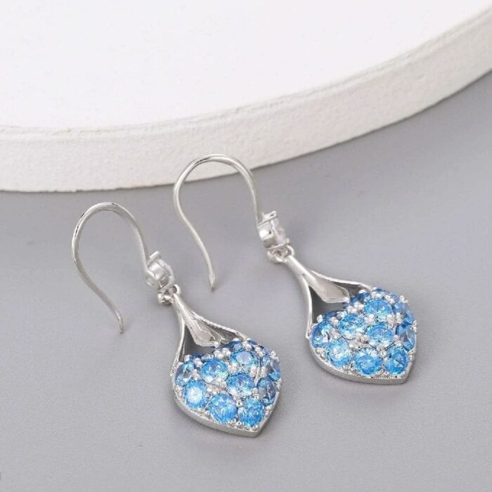925 Silver Blue Earrings - Model ZHF-R1267 - Image 3