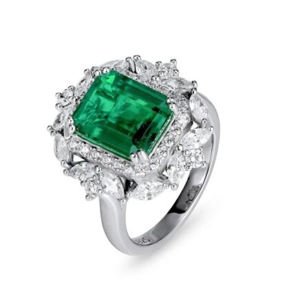 925 Silver Lab-Created Emerald Two-in-One Ring - Model ZHFRP0233