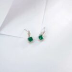 925 Silver Lab-Created Emerald Earrings - Model ZHF-XY03 - Image 3