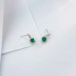 925 Silver Lab-Created Emerald Earrings - Model ZHF-XY03 - Image 5