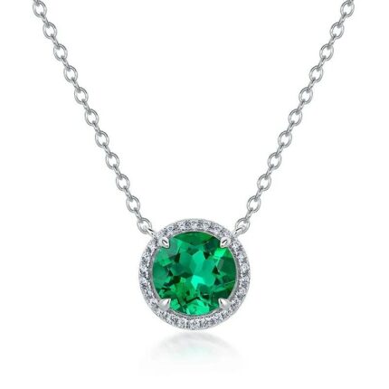 925 Silver Cultured Emerald Necklace ZHF-XYP07L