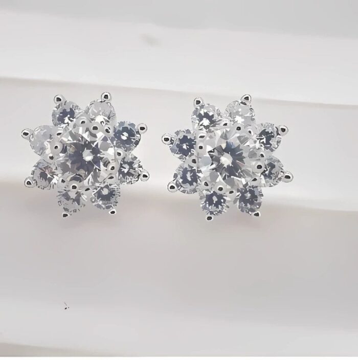 925 Silver Moissanite Earrings - ZHFE1550G - Image 2