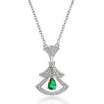 925 Silver Lab-Created Emerald Necklace - Model A73-N-17339-B