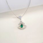 925 Silver Lab-Created Emerald Necklace - Model A73-N-17339-B - Image 4
