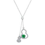 925 Silver Lab-Created Emerald Gourd Necklace - Model A73-N2020266