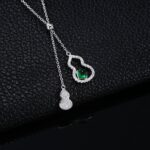 925 Silver Lab-Created Emerald Gourd Necklace - Model A73-N2020266 - Image 2