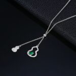 925 Silver Lab-Created Emerald Gourd Necklace - Model A73-N2020266 - Image 3