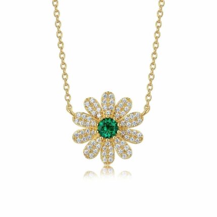 925 Silver Lab-Created Emerald Necklace - Model A73-N2020694