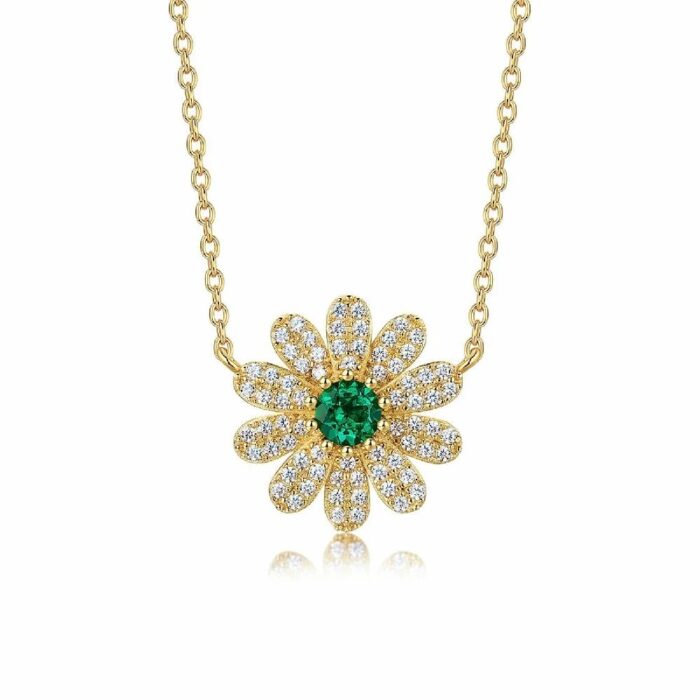 925 Silver Lab-Created Emerald Necklace - Model A73-N2020694 - Image 1