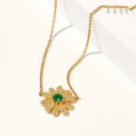 925 Silver Lab-Created Emerald Necklace - Model A73-N2020694 - Image 2