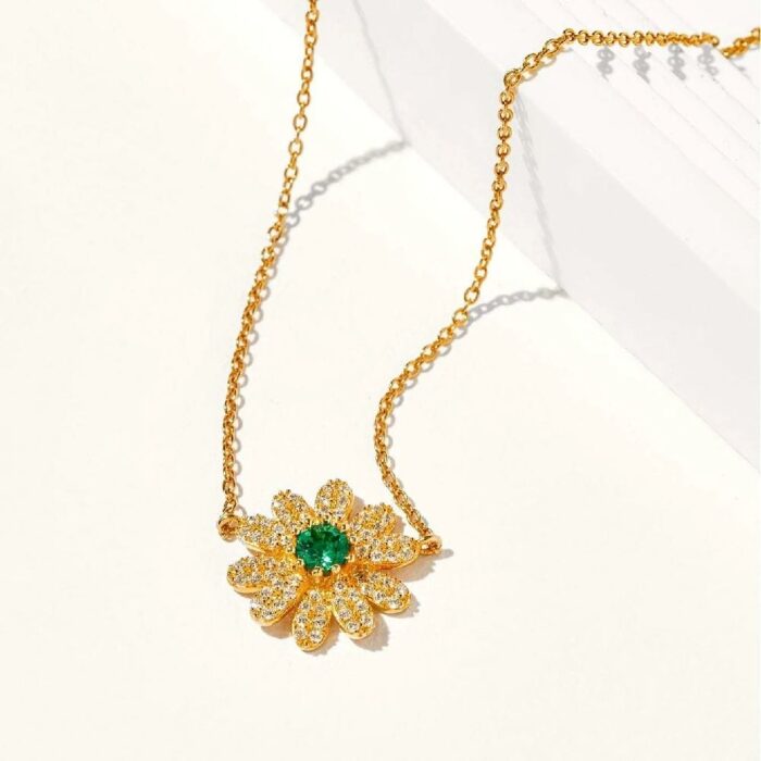 925 Silver Lab-Created Emerald Necklace - Model A73-N2020694 - Image 2