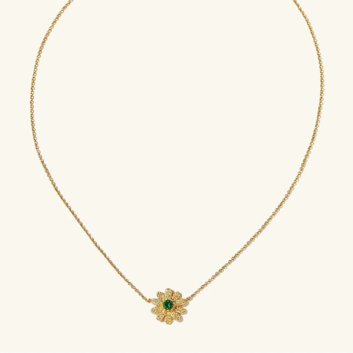 925 Silver Lab-Created Emerald Necklace - Model A73-N2020694 - Image 3
