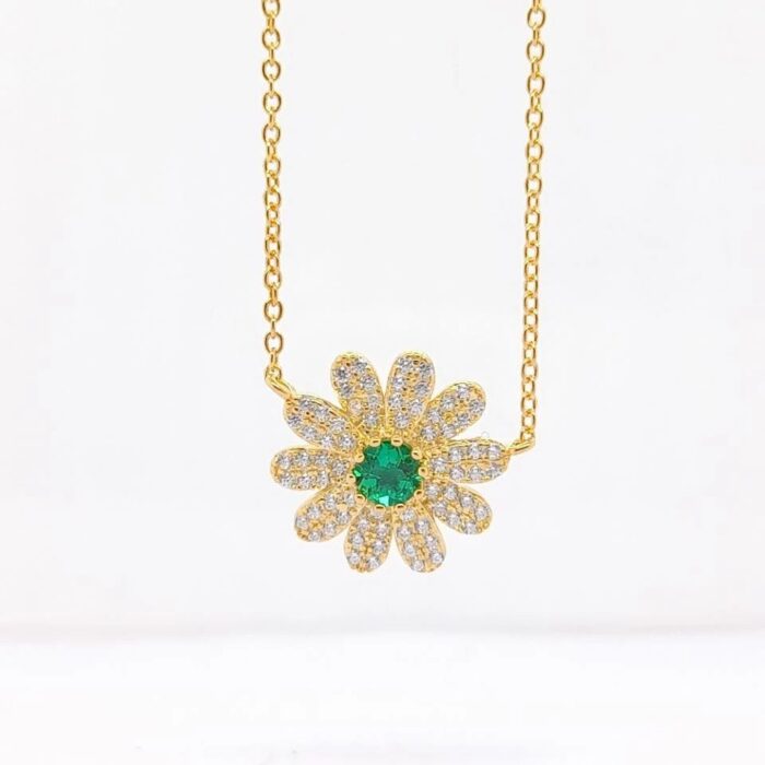 925 Silver Lab-Created Emerald Necklace - Model A73-N2020694 - Image 4
