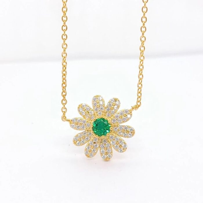 925 Silver Lab-Created Emerald Necklace - Model A73-N2020694 - Image 5