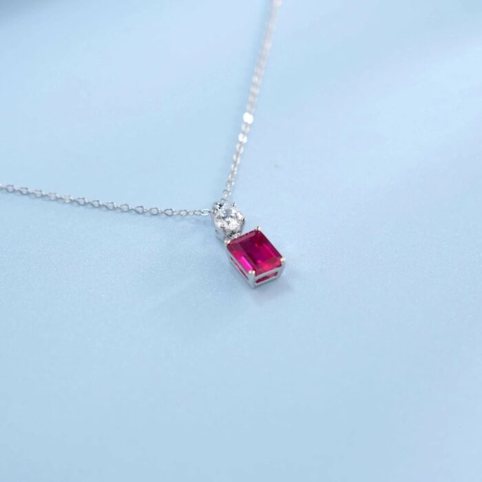 925 Silver Lab-Created Ruby Necklace - Small Edition A73-P1917997R - Image 5