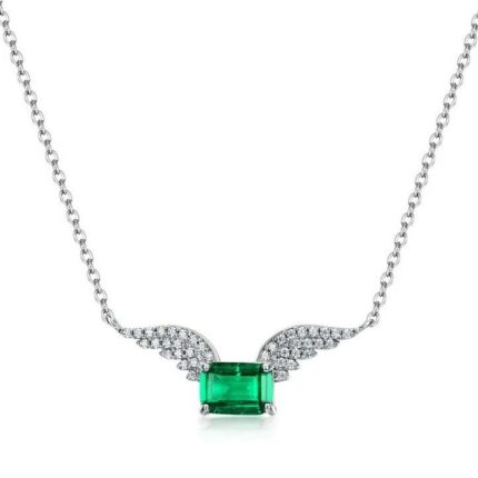 925 Silver Cultured Emerald Necklace DN0334