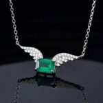 925 Silver Cultured Emerald Necklace DN0334 - Image 2