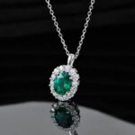 925 Silver Lab-Created Emerald Drop Necklace - Model AP0317 - Image 4