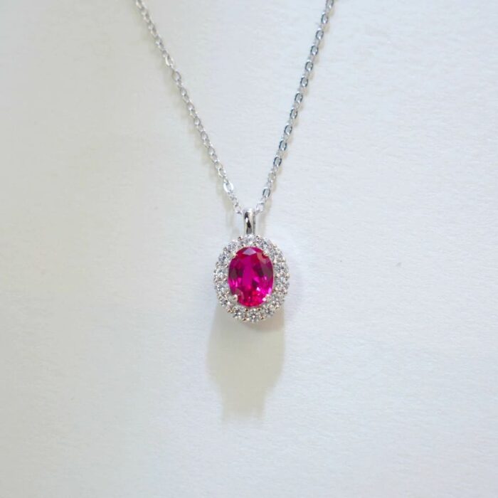 925 Silver Cultured Ruby Necklace AP0317R-1 - Image 2