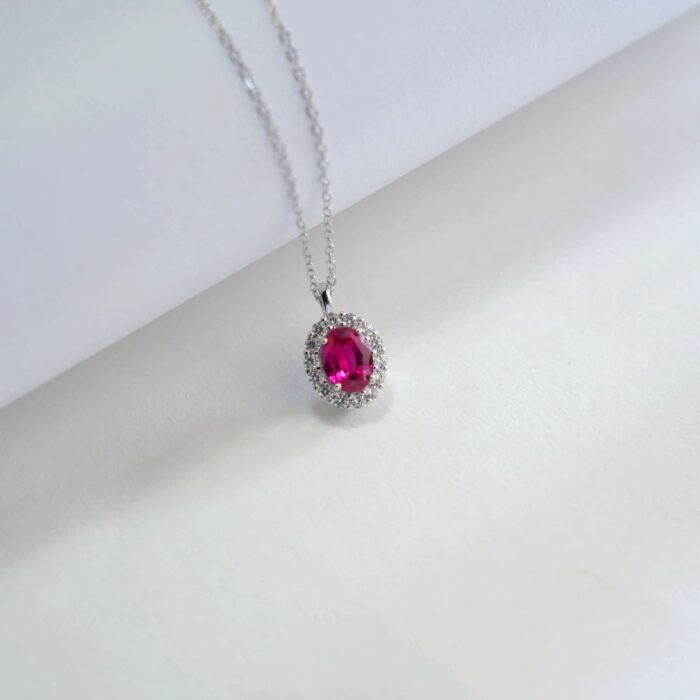 925 Silver Cultured Ruby Necklace AP0317R-1 - Image 3